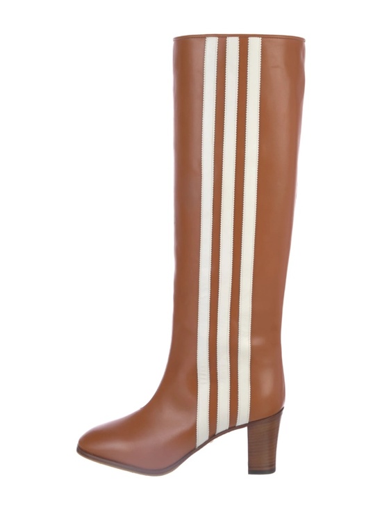 Gucci Shoes - GUCCI x Adidas Brown Leather 73Mm Knee High Stripe Boots Size 8.5(US) NIB 715584